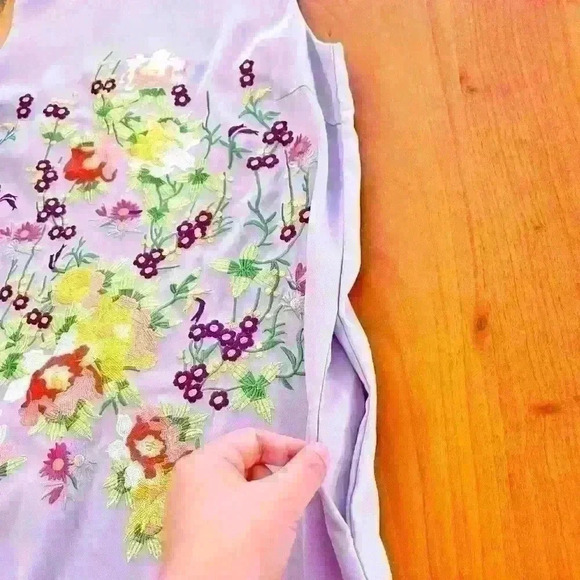 Tristan Floral Embroidery Boho Artsy Feminine Sleeveless A Line Midi Dress Small - Picture 7 of 9